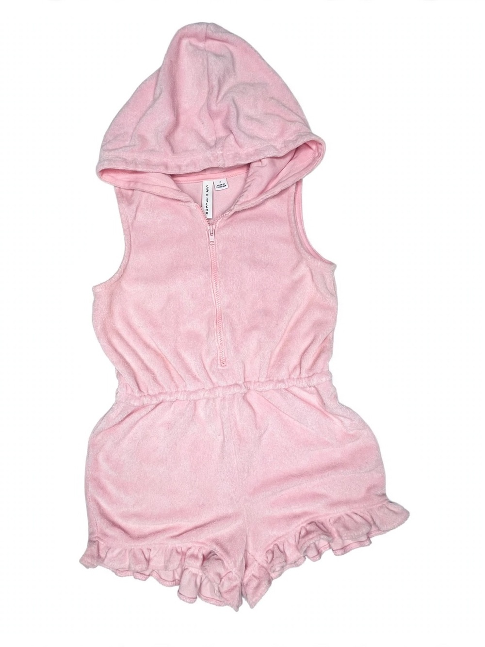 Janie and Jack Light Pink Hooded Terry Romper